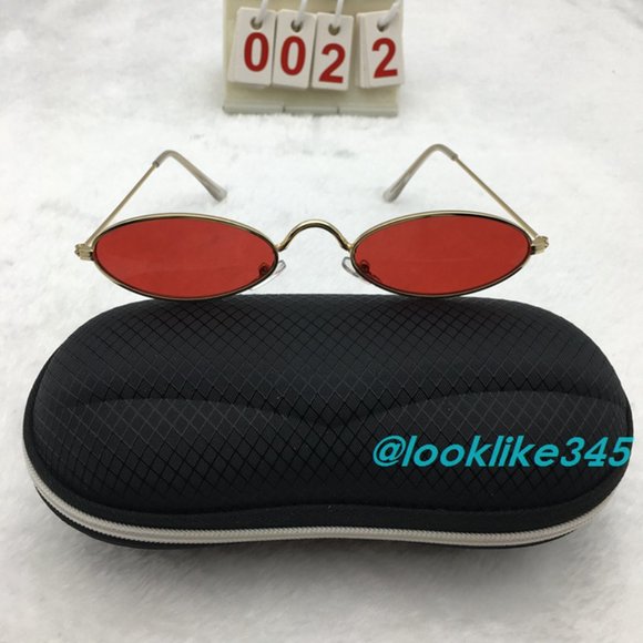 Pink Lens Retro Vintage Elliptical Shape 90s Glasses Trendy Y2K Sunglasses - Picture 4 of 4